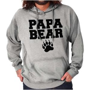 Brisco Brands Papa Bear Dad Father’s Day Pawprint Hoodie Hooded Sweatshirt Men(Sport Grey)