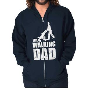 Brisco Brands Walking Dad Nerdy Zombie Movie Lover Zip Hoodie Sweatshirt Men(Navy)