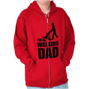 Brisco Brands Walking Dad Nerdy Zombie Movie Lover Zip Hoodie Sweatshirt Men(Red)