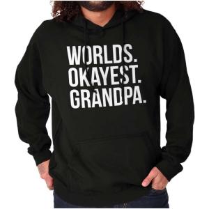 Brisco Brands Worlds Okayest Grandpa Funny Hoodie Hooded Sweatshirt Men(Black)