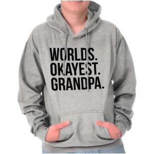 Brisco Brands Worlds Okayest Grandpa Funny Hoodie Hooded Sweatshirt Men(Sport Grey)