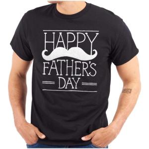 Classic Teaze Happy Father’s Day Dad Mustache Mens Graphic T Shirt Tees(Black)
