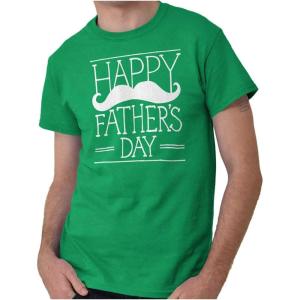 Classic Teaze Happy Father’s Day Dad Mustache Mens Graphic T Shirt Tees(Irish Green)