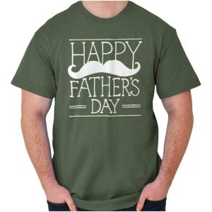 Classic Teaze Happy Father’s Day Dad Mustache Mens Graphic T Shirt Tees(Military Green)