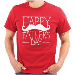Classic Teaze Happy Father’s Day Dad Mustache Mens Graphic T Shirt Tees(Red)