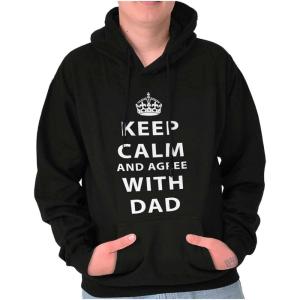 Classic Teaze Keep Calm And Agree With Dad Crown Hoodie Hooded Sweatshirt Men(Black)