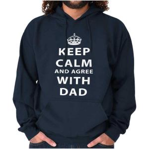 Classic Teaze Keep Calm And Agree With Dad Crown Hoodie Hooded Sweatshirt Men(Navy)