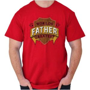 Classic Teaze Worlds Greatest Father Trophy Dad Mens Graphic T Shirt Tees(Red)