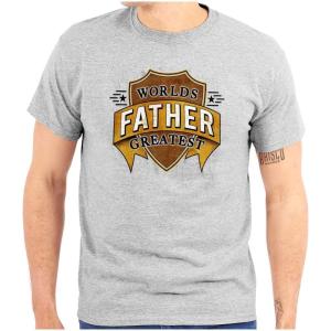 Classic Teaze Worlds Greatest Father Trophy Dad Mens Graphic T Shirt Tees(Sport Grey)