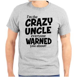 Crazy Uncle Family Relative Warning Mens Graphic T Shirt Tees(Sport Grey)