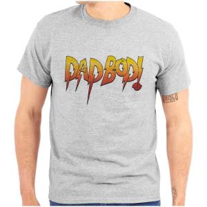 Dad BOD Funny Fathers Day Gym Workout Mens Graphic T Shirt Tees(Sport Grey)