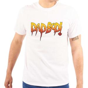 Dad BOD Funny Fathers Day Gym Workout Mens Graphic T Shirt Tees(White)