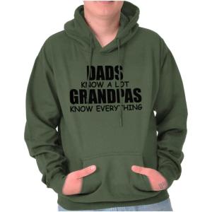 Dad Knows A lot Grandpa Everything Hoodie Hooded Sweatshirt Men(Military Green)