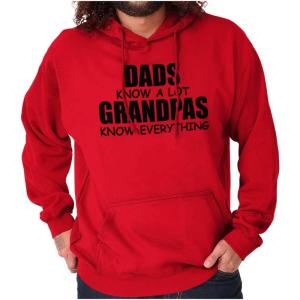 Dad Knows A lot Grandpa Everything Hoodie Hooded Sweatshirt Men(Red)