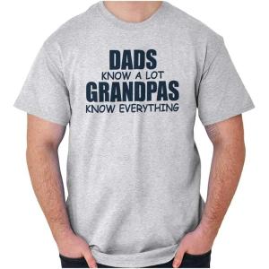 Dad Knows A lot Grandpa Everything Mens Graphic T Shirt Tees(Ash Grey)