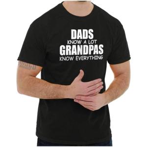 Dad Knows A lot Grandpa Everything Mens Graphic T Shirt Tees(Black)