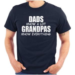 Dad Knows A lot Grandpa Everything Mens Graphic T Shirt Tees(Navy)