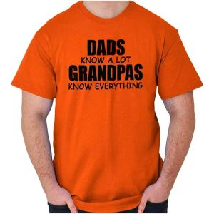 Dad Knows A lot Grandpa Everything Mens Graphic T Shirt Tees(Orange)