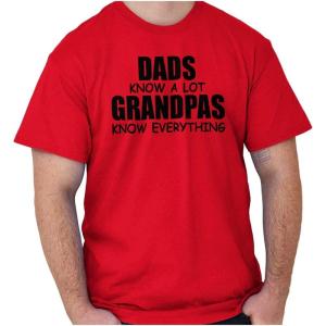 Dad Knows A lot Grandpa Everything Mens Graphic T Shirt Tees(Red)