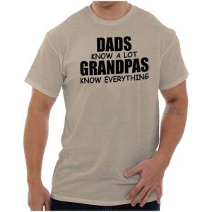 Dad Knows A lot Grandpa Everything Mens Graphic T Shirt Tees(Sand)