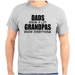 Dad Knows A lot Grandpa Everything Mens Graphic T Shirt Tees(Sport Grey)