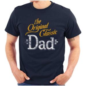 Fathers Day The Original Classic Dad Mens Graphic T Shirt Tees(Navy)