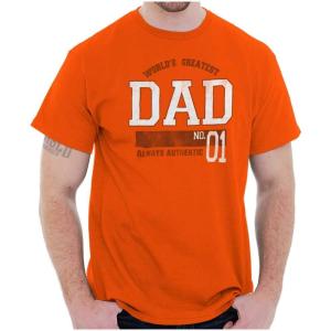 Fathers Day World’s Greatest Dad No 1 Mens Graphic T Shirt Tees(Orange)