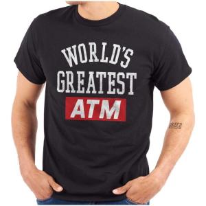 Funny Worlds Greatest ATM Dad Joke Mens Graphic T Shirt Tees(Black)