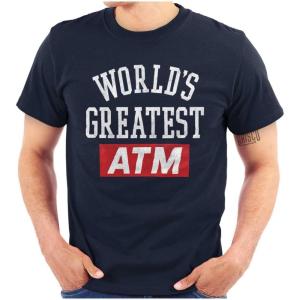Funny Worlds Greatest ATM Dad Joke Mens Graphic T Shirt Tees(Navy)
