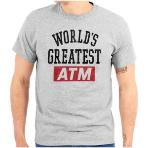 Funny Worlds Greatest ATM Dad Joke Mens Graphic T Shirt Tees(Sport Grey)