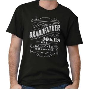 Grandfather Dad Jokes Funny Grandpa Mens Graphic T Shirt Tees(Black)