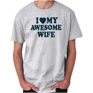 I Love My Awesome Wife Cute Husband Mens Graphic T Shirt Tees(Carolina Blue)