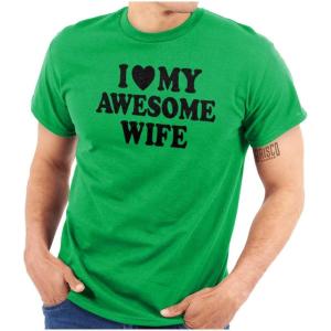 I Love My Awesome Wife Cute Husband Mens Graphic T Shirt Tees(Irish Green)