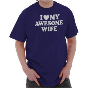 I Love My Awesome Wife Cute Husband Mens Graphic T Shirt Tees(Purple)