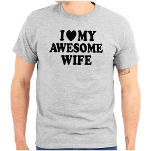I Love My Awesome Wife Cute Husband Mens Graphic T Shirt Tees(Sport Grey)