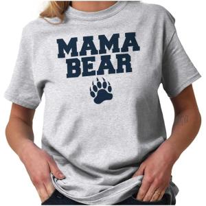 Mama Bear Paw Print Cute Mothers Day Womens Graphic T Shirt Tees(Ash Grey)