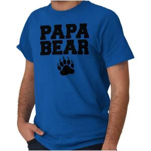 Papa Bear Dad Father’s Day Pawprint Mens Graphic T Shirt Tees(Royal)