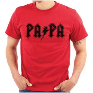 Papa Rock Logo Grandpa Grandfather Mens Graphic T Shirt Tees(Red)
