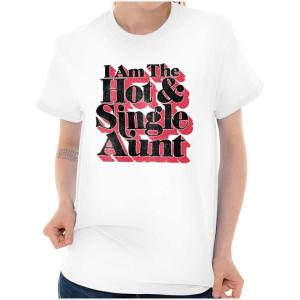 Single Cool Cute Funny Auntie Aunt Womens Graphic T Shirt Tees(White)