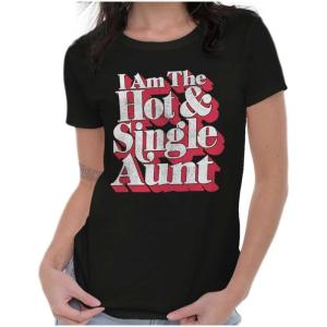 Single Cool Cute Funny Auntie Aunt Womens Slim Fit Graphic Tee(Dark Heather)