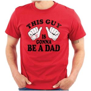 This Guy is Gonna Be a Dad Expecting Mens Graphic T Shirt Tees(Red)
