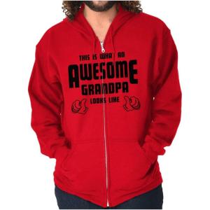 What An Awesome Grandpa Looks Like Zip Hoodie Sweatshirt Men(Red)