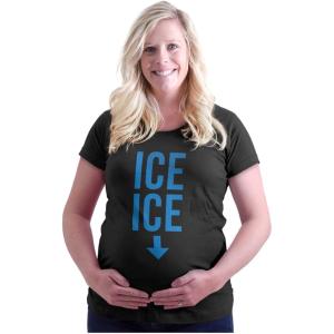Womens Maternity Ice Baby Arrow Bump Expecting T Shirt Tee(Black – Blue Ink)