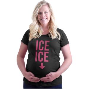 Womens Maternity Ice Baby Arrow Bump Expecting T Shirt Tee(Black – Pink Ink)