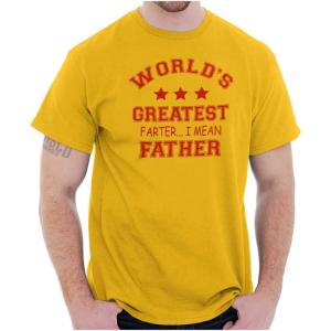 Worlds Greatest Farter Father Funny Mens Graphic T Shirt Tees(Gold)
