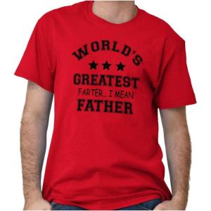 Worlds Greatest Farter Father Funny Mens Graphic T Shirt Tees(Red)