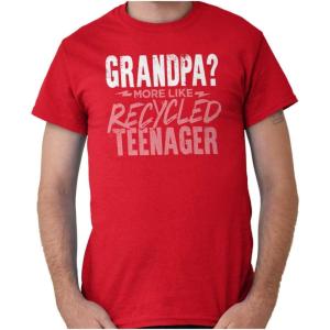 Young at Heart Grandpa Grandparent Mens Graphic T Shirt Tees(Red)