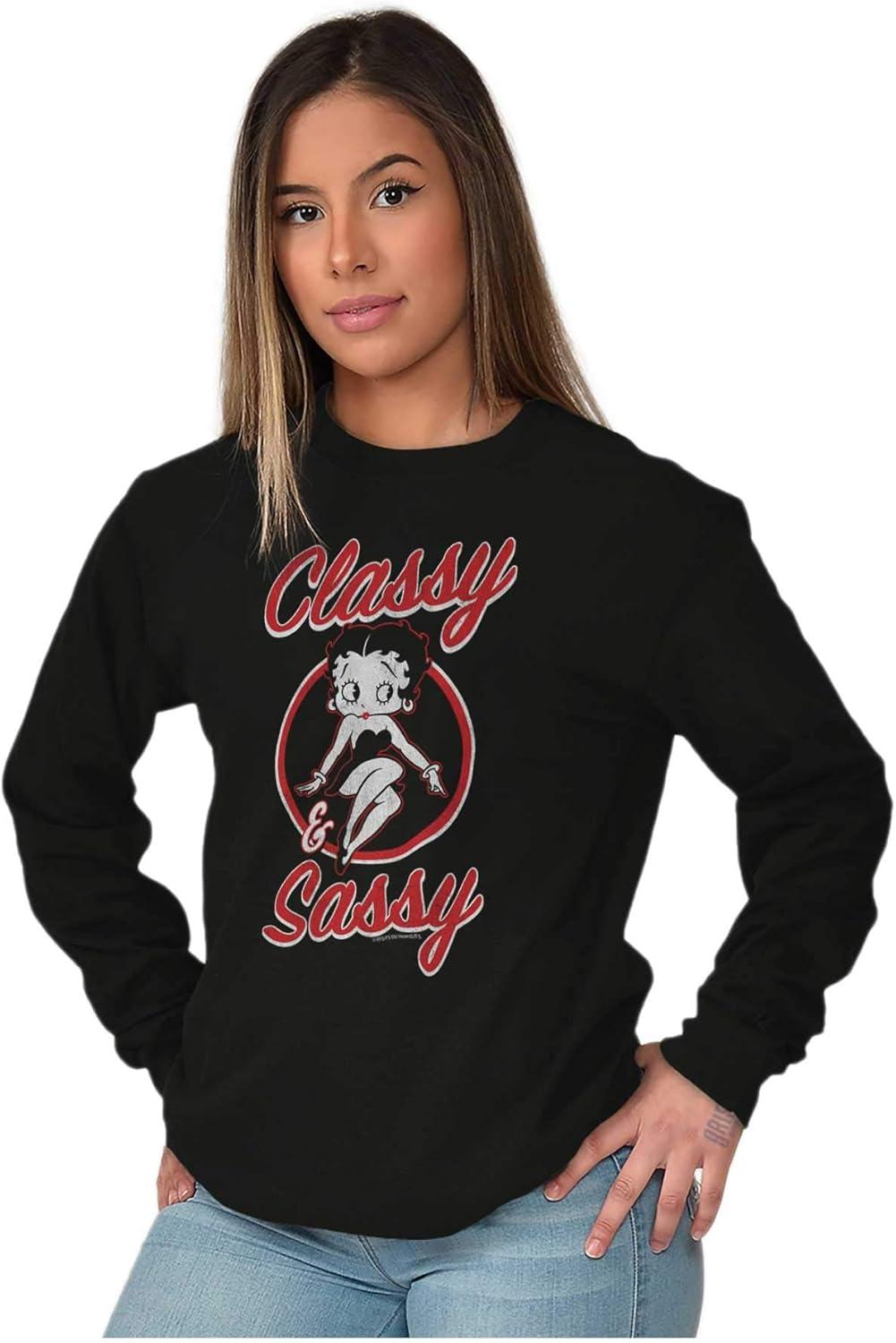 imageBetty Boop Sassy Classy Adorable Womens Long Sleeve T ShirtBlack