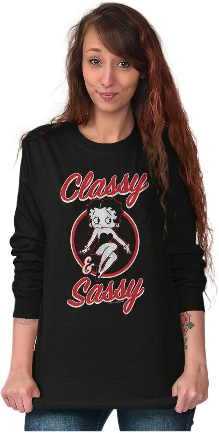 imageBetty Boop Sassy Classy Adorable Womens Long Sleeve T ShirtBlack