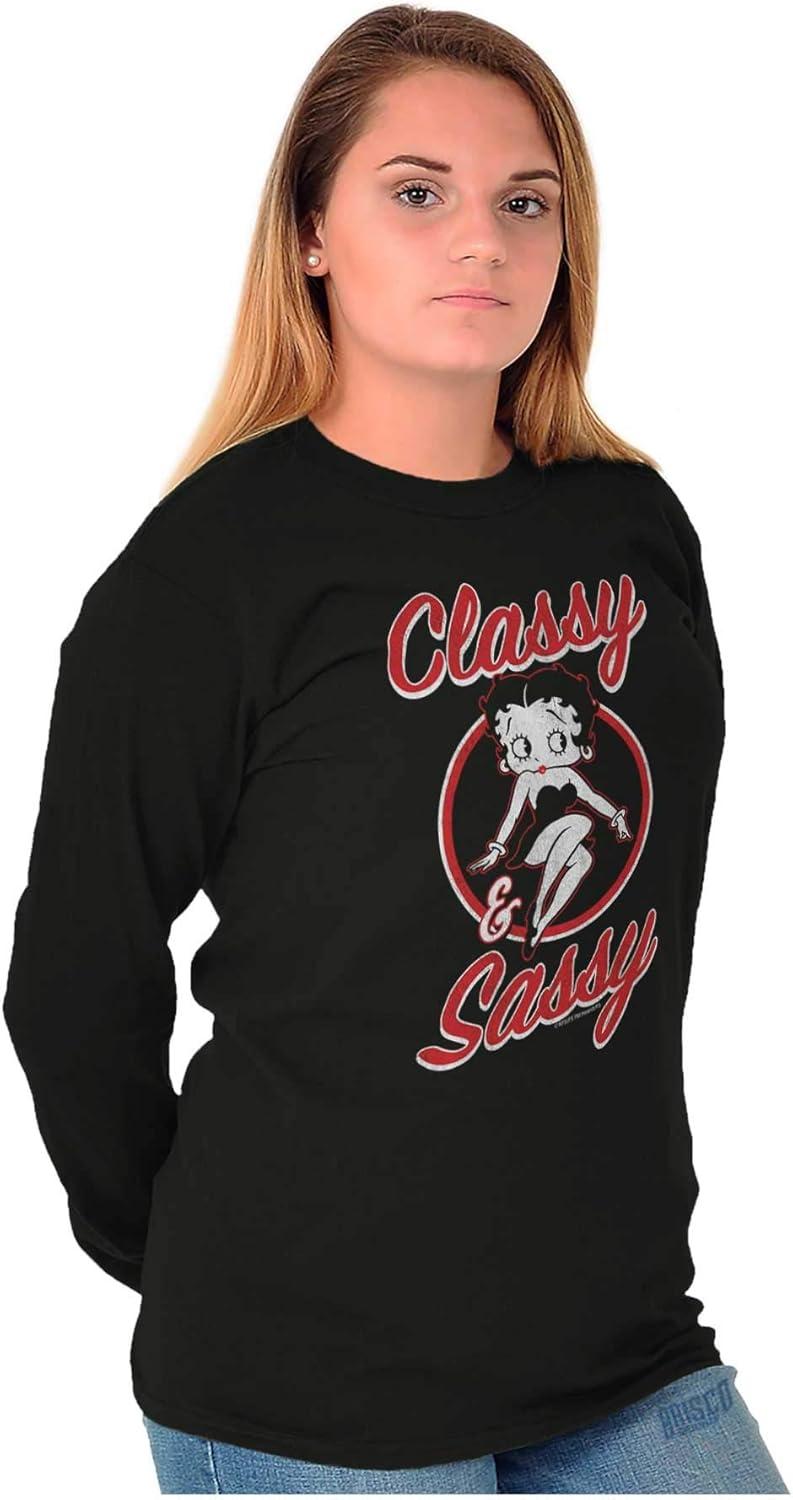 imageBetty Boop Sassy Classy Adorable Womens Long Sleeve T ShirtBlack